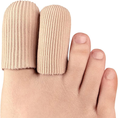 Bukihome 8 PCS Silicone Toe Protectors, Closed Toe Fabric Sleeve Protectors for Pain Relief (2PCS Large + 6PCS Medium)