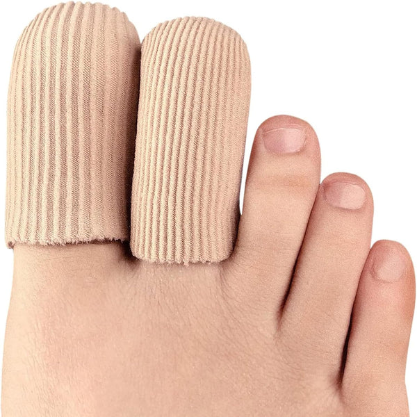 Bukihome 8 PCS Silicone Toe Protectors, Closed Toe Fabric Sleeve Protectors for Pain Relief (2PCS Large + 6PCS Medium)