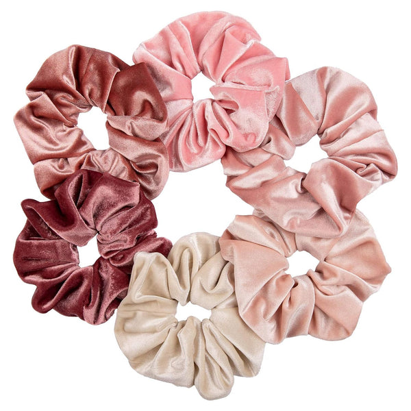 Whaline Blush Theme Hair Scrunchies - Large Velvet Hair Bands, Pink Soft Elastic Hair Ties, Hair Accessories for Girls,