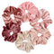 Whaline Blush Theme Hair Scrunchies - Large Velvet Hair Bands, Pink Soft Elastic Hair Ties, Hair Accessories for Girls,