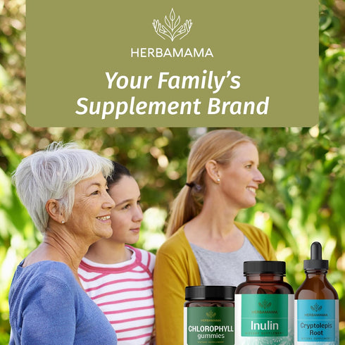 HERBAMAMA Inulin Powder Capsules 1200mg - Digestive Support & Gut Cleanse with Vegan Chicory Root Powder, 100 Caps