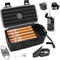 Flauno Travel Cigar Humidor - Portable Cigar Case Kit with Lighter (Without Gas), Cutter, Holder, Humidifier & Dropper,