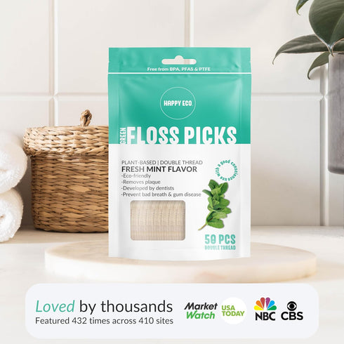 Biodegradable Floss Picks (100 pcs) - Natural, Vegan, Sustainable, Reusable Dental Floss Picks