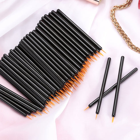 KINGMAS 100 Pack Eyeliner Brush, Disposable Ultra-fine Point Eyeliner Applicator, Makeup Tool