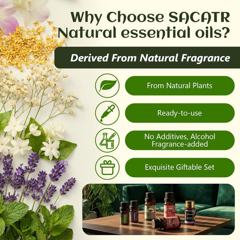 Set Making(40 10 ML) SACATR Essential Oils - Natural Essential Oils - Perfect for Diffuser, Humidifier,Aromatherapy