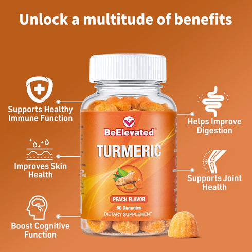 Turmeric Gummies for Adults, Extract 8:1 2000mg, Black Pepper and Ginger Supplements for Joint Support
