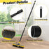 JIURAIN 2 1 Heavy Duty Broom Wire Floor Scrub Brush with Long Handle, in Scrape and Stainless Steel Bristle Brooms