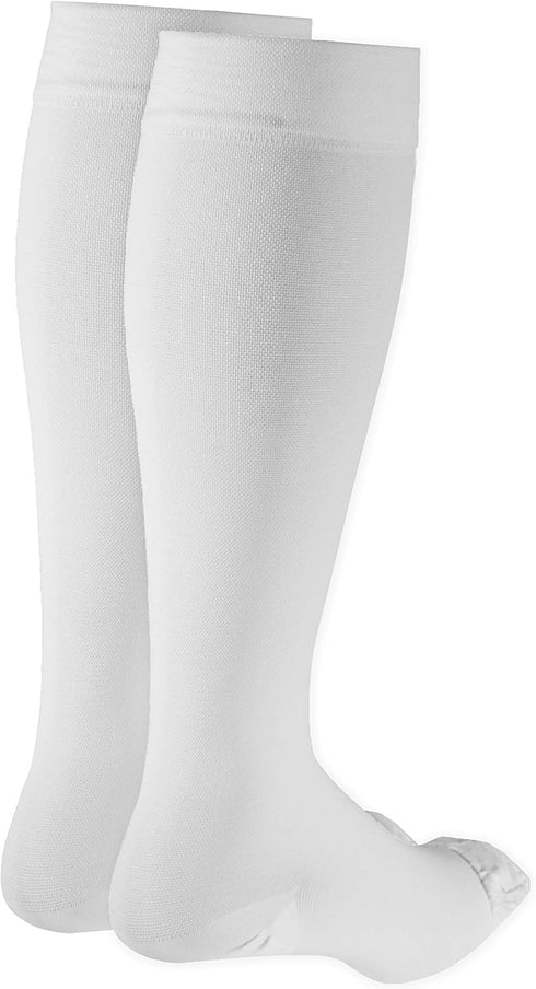 Truform 20-30 mmHg Compression Stockings, Knee High Length, Closed Toe, White, X-Large