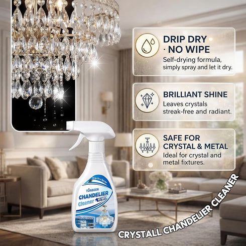 TONBEEN 1PK Chandelier Cleaner Drip Dry Spray No Wipe - No Wipe Streak Free Dust Remover for Crystals, Glass & Window