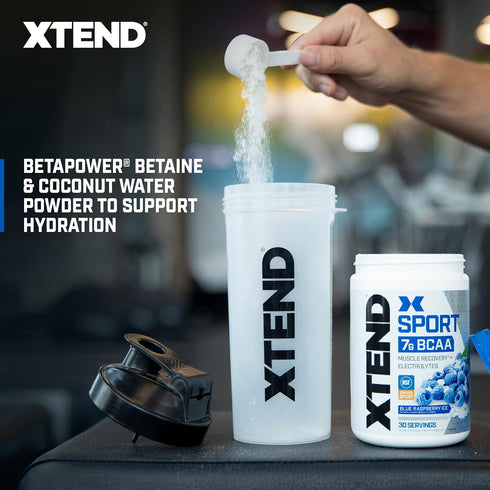XTEND Sport BCAA Powder Blue Raspberry Ice, Electrolyte Powder for Recovery & Hydration, 30 Servings