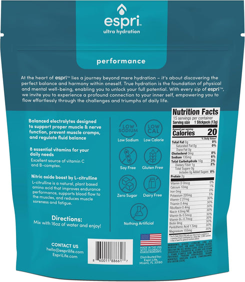 Zero Sugar Electrolyte Drink Mix, Yuzu Citrus Hydration Packets, 15 Day Supply