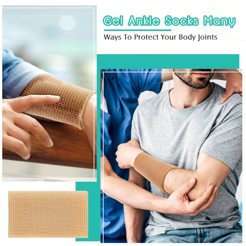 Sratte 4 Pcs Ankle Gel Sleeve, Padded Socks Ankle Protector Gel Sleeve for Skating Riding Foot Support
