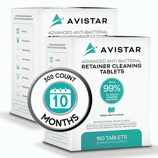 Retainer & Denture Cleaner Tablets: 300 Mint Flavor Cleaning Tablets for Dentures, Night Guards, 10 Months Supply