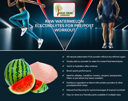 Indus Farms Superfoods All Natural Watermelon Fruit Powder, Instant Electrolytes, 8 oz Beverage Enhancer