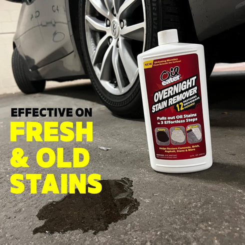 Overnight Stain Remover for Cleaning Oil Stains on Concrete, Driveway, Pavers & Garage Floors (White)