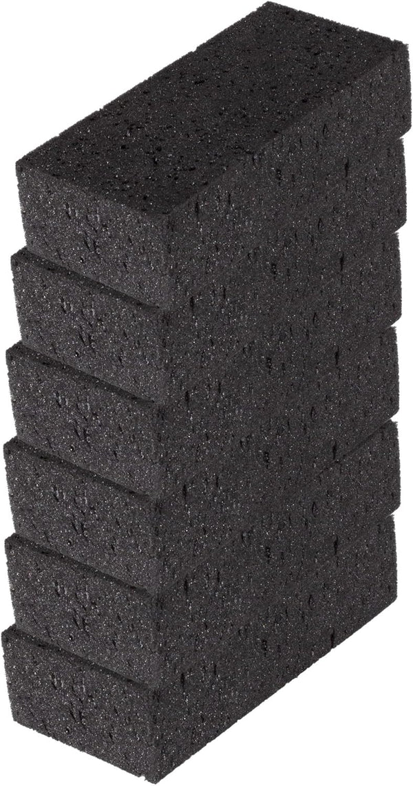 Big Sponge, Made in Europe, 6 Pack, Black, 8.9x4.3x2.4 Inch Extra Large Odorless Commercial Sponge for All Purpose