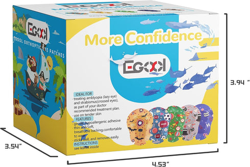 Adhesive Eye Patches for Kids - Cool Boys Design, 45 + 5 Bonus, Regular Size, Hypoallergenic Material