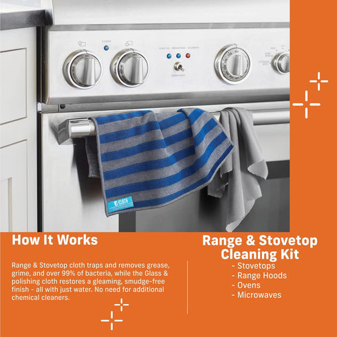 E-Cloth Range & Stovetop Microfiber Cloth, Standard Packaging, Cleaning & Polishing Set by E-Cloth