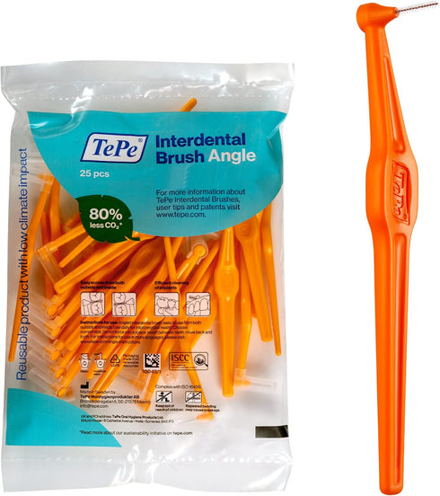 TEPE Interdental Brush Angle, Angled Dental Brush for Teeth Cleaning, Pack of 25, Size 1