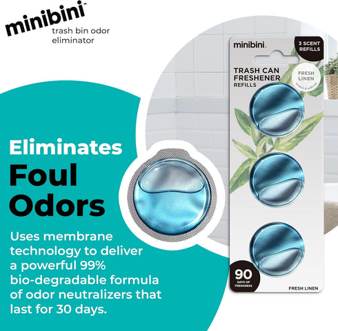 Flint Minibini Trash Can Deodorizer and Odor Eliminator, Garbage Can Air Freshener, Refill Pack
