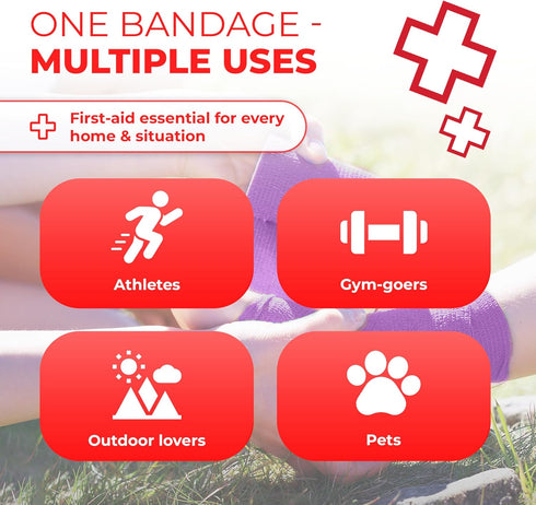 Ever Ready First Aid Self Adherent Cohesive Bandages - 3" x 5 Yards, 12 Count in Rainbow Colors