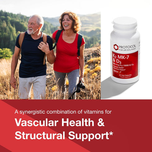 PROTOCOL FOR LIFE BALANCE K2 MK-7 & D3 - 60 Veg Capsules for Vascular Health & Bone Strength