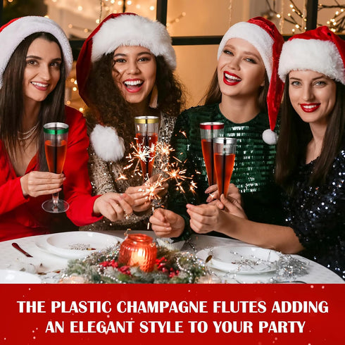 Jingmore 36 4.5 oz Summer Pcs Plastic Champagne Flutes Clear Toasting Glasses Cocktail Cup Wine Disposable Champagne