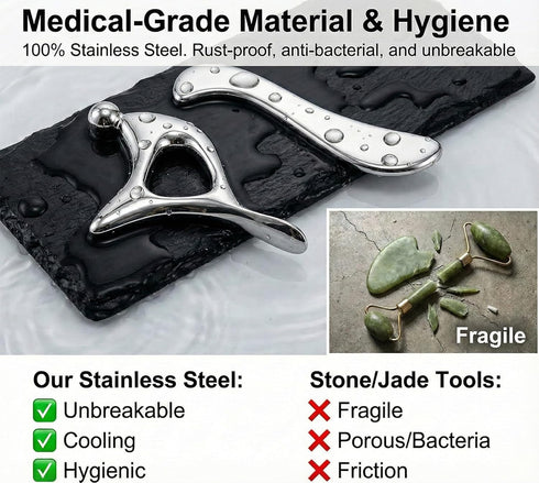 MINZHOUYA Muscle Scraper & Trigger Point Massage Tool- Stainless Steel Gua Sha IASTM for Myofascial Release,Scar Tissue