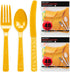 DecorRack Plastic Cutlery Set, Yellow Plastic Silverware Sets for Parties, 96 Piece Bulk Heavy Duty Plastic Utensils Set (Yellow, 96 Pieces) by DecorRack