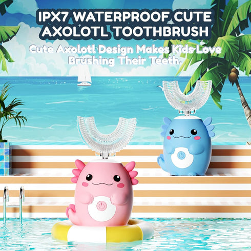 PVOGRT 6 6 Kids Electric U Shaped Toothbrush - Axolotl Kids Sonic Toothbrush with Brush Head Automatic Cleaning Modes