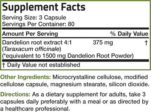 Bronson Dandelion Root High Potency Supplement, Supports Overall Health, Non-GMO, 240 Vegetarian Capsules