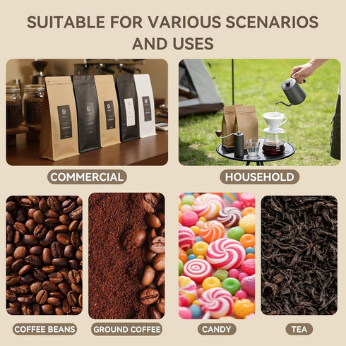 XlentPac (16oz, 100pcs) Packaging Coffee Bags with Valve White Aluminum Foil Flat High Barrier Bottom Standing Coffee