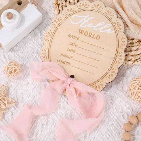 Whaline Baby Birth Announcement Sign Wooden Newborn Welcome Board Milestone Card for Birthday Baby Shower Photo Prop