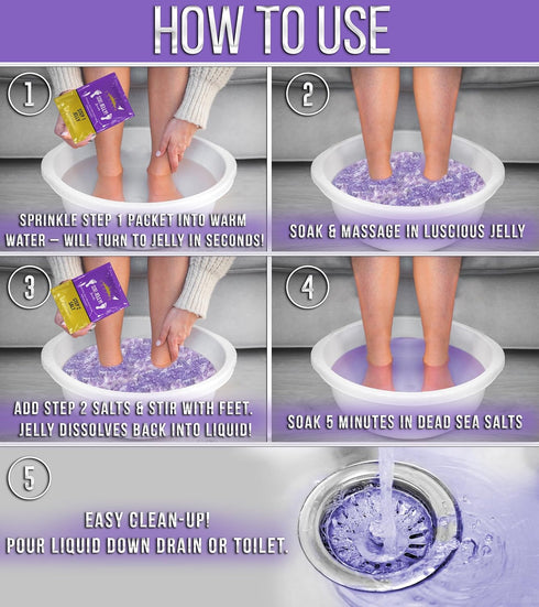SOO Jelly Pedicure Packs - Moisturizing Foot Soak for Feet, Jelly Spa Pedi Soak, Foot Gel for Soaking - Lavender
