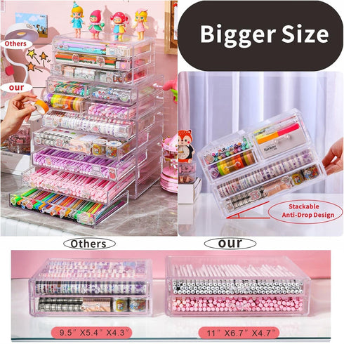Pack of 2 Acrylic Countertop Stackable Drawers, Clear Organizing Bins for Cosmetics, Jewelry, Hair Accessories, Makeup