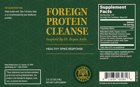Global Healing Foreign Protein Cleanse - Spike Protein Detox with Nattokinase Supplement Alternatives - 2 Fl Oz for