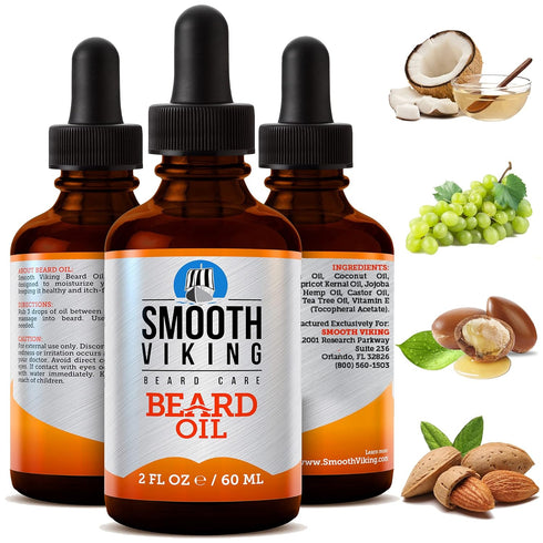 Smooth Viking Beard and Mustache Oil for Men - 2 Oz Argan Formula for Moisturizing, Grooming, Soothing