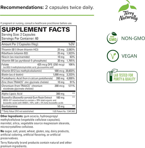 Terry Naturally Healthy Feet & Nerves - 120 Capsules for Healthy Nerve Function - Non-GMO, Vegan