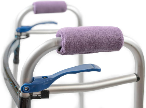 Universal Walker Hand Grip Covers, Luxurious Soft Fleece with Memory Foam Cores, Playful Purple