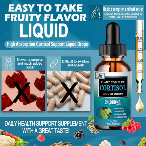 Vita letuo 19-in-1 Cortisol Supplement for Women - Liquid Cortisol Supplement w/Ashwagandha Magnesium L-theanine