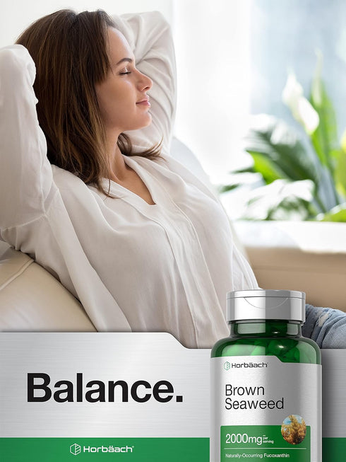 Horbaach Brown Seaweed Extract Capsules 2000mg | 200 Pills | Non-GMO, Gluten Free | Fucoxanthin Supplement