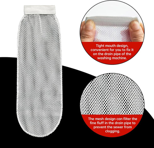 32-Piece Lint Trap Set for Washing Machine, Includes 8 Nylon Mesh Traps and 24 Cable Ties, Effective Lint Filtration