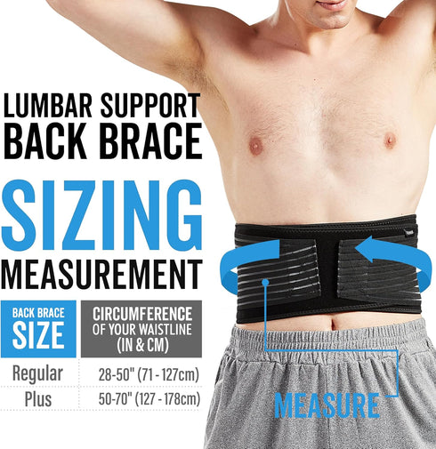 Lumbar Support Back Brace for Men and Women, Plus Size 50" - 70"