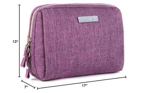 Narwey Small Makeup Bag for Purse, Mini Cosmetic Pouch with Compartments for Women (Small, Purple)