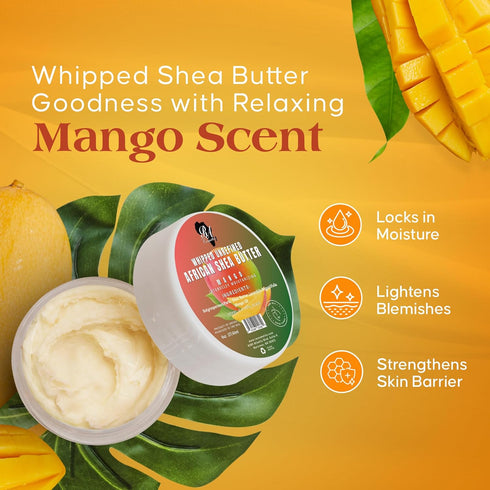 RA COSMETICS 100% African Shea Butter - Mango Scented Anti-Aging Moisturizer, 6 Ounce