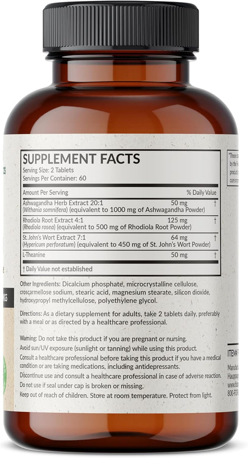Futurebiotics Chill Pill + Ashwagandha, Rhodiola, St. John’s Wort, & L-Theanine 2000 MG per Serving - Non-GMO, 120 Vegetarian Tablets