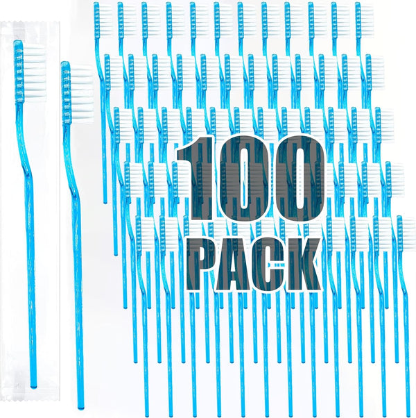 Adult Pre-Pasted Disposable Toothbrushes, Travel Toothbrushes with Toothpaste, Bulk Mint Toothbrushes, 100 Pcs