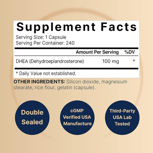 NatureBell DHEA 100mg, 240 Capsules, Extra Strength for Energy Level, Metabolism & Healthy Aging - Made in U.S.A