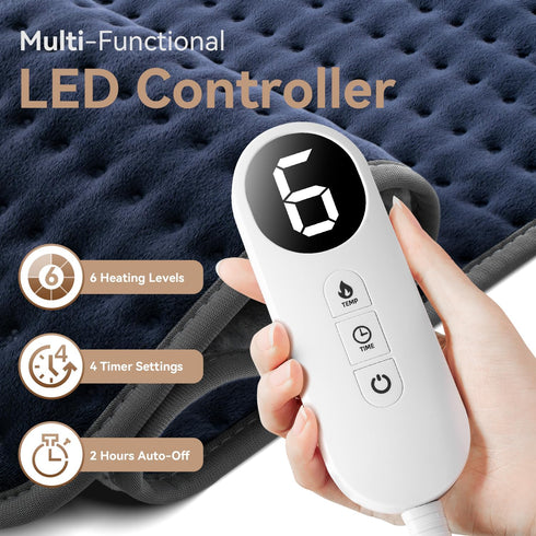 Blue Elf Heating Pad for Back/Neck/Shoulder Pain Relief, XXL Electric Heating Pads with 6 Heat Settings, 20"x24"
