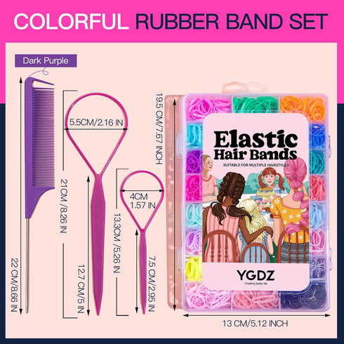 YGDZ Elastic Hair Bands 24 Colors, 1500 pcs Mini Hair Rubber Bands for Hair, Small Hair Ties, Ponytail Holders, Colorful Hair Accessories for Toddler, Baby, Girl, Kids